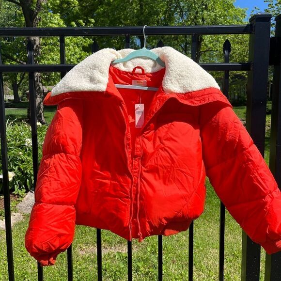 Anthropologie Maeve Sherpa Collared Cropped Puffer Jacket NWT - Picture 12 of 14